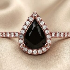 Black Moissanite Halo Ring – F4855 Black