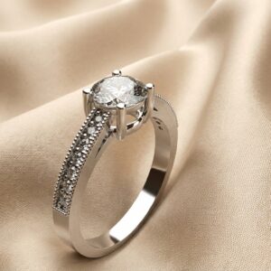 Moissanite Side Stone Ring – F5546 (Beads)